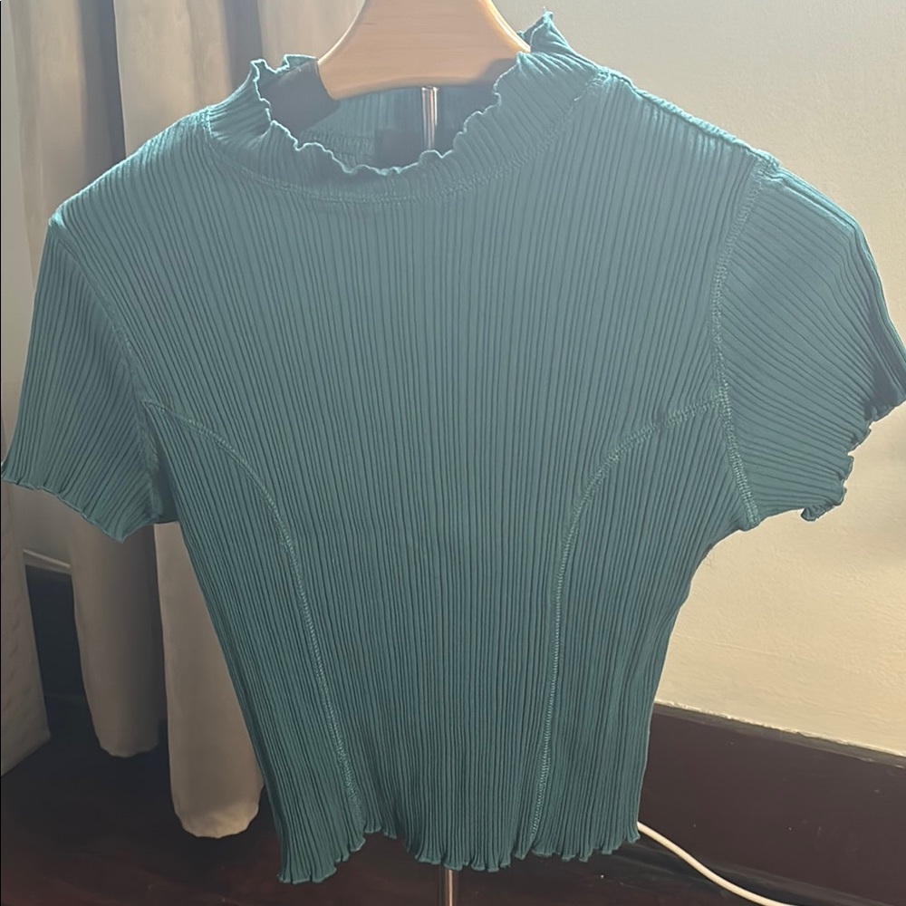 Teal Ribbed Women's Top